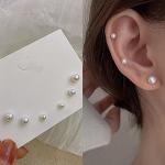 Pendientes blancos de perlas de perlas hechos a mano vintage para mujer 