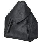 Mochilas negras de cuero de cuero con bolsillos exteriores Tuscany Leather para mujer 