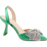 Zapatos destalonados verdes de seda rebajados talla 38 para mujer 