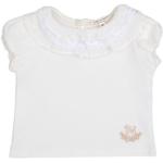 Camisetas blancas de algodón de manga corta infantiles lavable a mano Twinset con volantes 6 años para bebé 