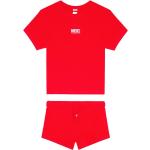 Pijamas rojos de algodón con logo Diesel para mujer 