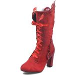 Botas rojas de goma de piel  con cordones militares de punto talla 40 para mujer 
