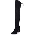 Botas altas negras de ante de punta puntiaguda con tacón más de 9cm acolchadas talla 43 para mujer 
