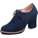 Zapatos azules de goma con cordones de otoño con cordones de punta redonda vintage talla 43 para mujer 