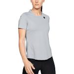 Camisetas deportivas grises de poliester manga corta transpirables Under Armour Rush talla S para mujer 