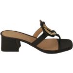 Sandalias negras de cuero de tacón de punta cuadrada Unisa talla 40 para mujer 