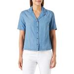 Camisas azules de denim de manga corta manga corta United Colors of Benetton talla S para mujer 