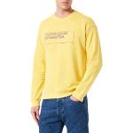 Camisetas amarillas de algodón de cuello redondo rebajadas manga larga con cuello redondo con capucha United Colors of Benetton talla XL para hombre 