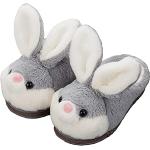 unlockgift Seemehappy - Zapatillas de estar por casa para niños y niñas, con animales, conejo, invierno, Zapatillas grises, 35/36 EU