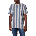 Camisetas azules de cuello redondo con cuello redondo vintage con rayas Urban Classics talla M para hombre 
