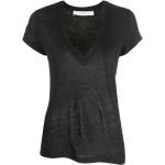 Camisetas negras de algodón de manga corta manga corta con escote V IRO Paris para mujer 