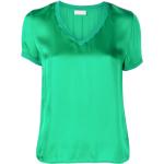 Camisetas verdes de algodón de manga corta rebajadas manga corta con escote V Liu Jo Junior talla XL para mujer 