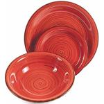 Vajillas rojas de gres aptas para lavavajillas 21 cm de diámetro en pack de 12 piezas para 4 personas 