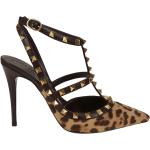 Zapatos marrones de piel de tacón informales leopardo Valentino Garavani con tachuelas talla 37,5 para mujer 