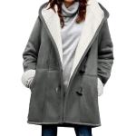 Abrigos grises de terciopelo con capucha  de otoño informales talla S para mujer 