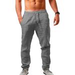 Pantalones grises de algodón de lino tallas grandes transpirables informales talla 3XL para hombre 