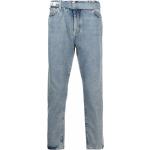 Jeans stretch azules de algodón rebajados con logo Off-White con cinturón para hombre 