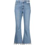 Jeans desgastados azules de algodón rebajados con logo con perlas para mujer 