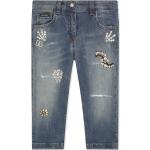 Jeans slim infantiles azules celeste de algodón Dolce & Gabbana con lentejuelas 