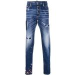 Jeans stretch azules de poliester rebajados ancho W46 desgastado Dsquared2 con motivo de flores para hombre 