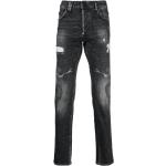 Jeans stretch grises de poliester ancho W30 largo L36 con logo Philipp Plein con tachuelas para hombre 
