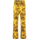 Jeans amarillos de algodón de corte recto con logo con motivo de flores talla S para mujer 