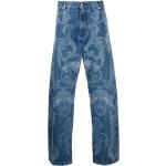 Jeans azules de poliester de corte recto rebajados ancho W31 largo L32 con logo VERSACE para hombre 