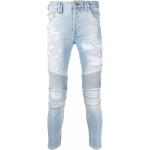 Jeans pitillos azules de poliester rebajados ancho W29 largo L30 con logo Philipp Plein con tachuelas para hombre 