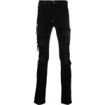 Jeans pitillos negros de poliester rebajados Philipp Plein rotos 