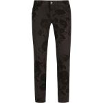 Jeans stretch negros de algodón rebajados ancho W46 con logo Dolce & Gabbana con motivo de rosa para hombre 