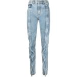 Jeans stretch azules celeste de algodón rebajados ancho W28 largo L30 con volantes para mujer 