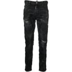 Jeans stretch negros de poliester rebajados ancho W46 con logo Dsquared2 con tachuelas para hombre 