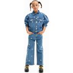 Jeans elásticos infantiles azules de denim floreados Desigual 3 años 