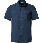 Camisas estampadas azules de poliester rebajadas manga corta Vaude Rosemoor talla S de materiales sostenibles para hombre 