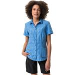 Camisas azules de poliester de manga corta rebajadas manga corta a cuadros Vaude Tacun talla S de materiales sostenibles para mujer 