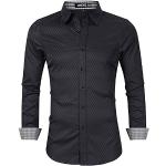 Camisas negras de algodón Tencel de manga larga informales talla XL para hombre 