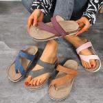 Sandalias planas grises de caucho de punta abierta con tacón de 3 a 5cm informales para mujer 