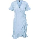 Vero Moda Vmhenna 2/4 Wrap Frill Dress Noos Vestido, Azul (Bleu Clair), M para Mujer