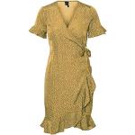 Vestidos cruzados dorados de poliester rebajados con escote cruzado informales Vero Moda talla XL de materiales sostenibles para mujer 