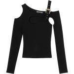Camisetas negras de algodón de manga larga rebajadas manga larga sin hombros VERSACE Jeans Couture talla M para mujer 