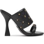 Sandalias negras de cuero de cuero rebajadas con tacón más de 9cm VERSACE Jeans Couture con tachuelas talla 36 para mujer 