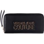 Billetera negras de cuero con logo VERSACE Jeans Couture para mujer 