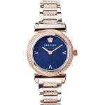 Relojes azules de acero inoxidable de pulsera impermeables Cuarzo Zafiro VERSACE para mujer 