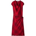 Vestidos rojos de lana de manga corta manga corta con escote cruzado a cuadros Burberry talla XS para mujer 