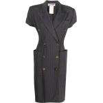 Vestidos grises de lana de manga corta manga corta con rayas Jean Paul Gaultier talla L para mujer 