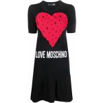 Vestidos negros de algodón de manga corta rebajados manga corta con cuello redondo con logo MOSCHINO Love Moschino talla M para mujer 