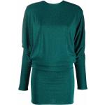 Vestidos verdes de viscosa de manga larga rebajados manga larga con cuello redondo metálico talla XS para mujer 