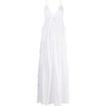 Vestidos blancos de algodón espalda descubierta con tirantes finos con escote V con lazo talla S para mujer 