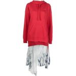 Vestidos bordados rojos de algodón rebajados con escote asimétrico con logo Diesel talla XS para mujer 