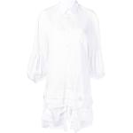 Vestidos camiseros blancos de algodón rebajados manga larga Comme des Garçons con volantes talla S para mujer 